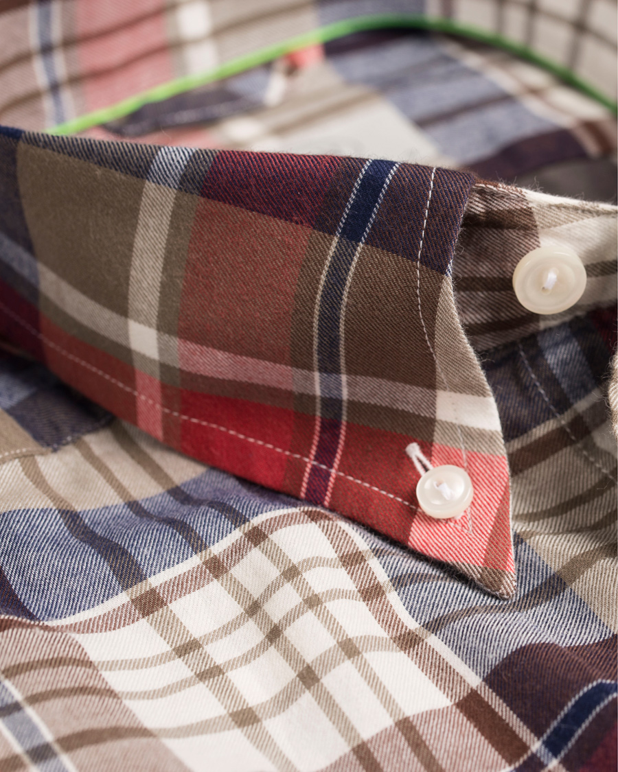 Herr | Skjortor | Eton | Slim Fit Shirt Green Ribbon Flannel Red