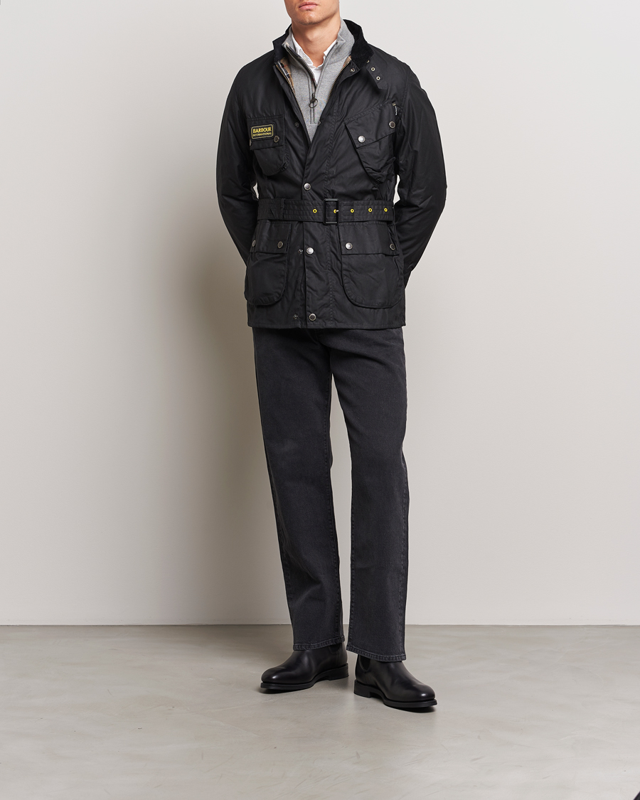 Herr | Jackor | Barbour International | Slim Wax Jacket Black