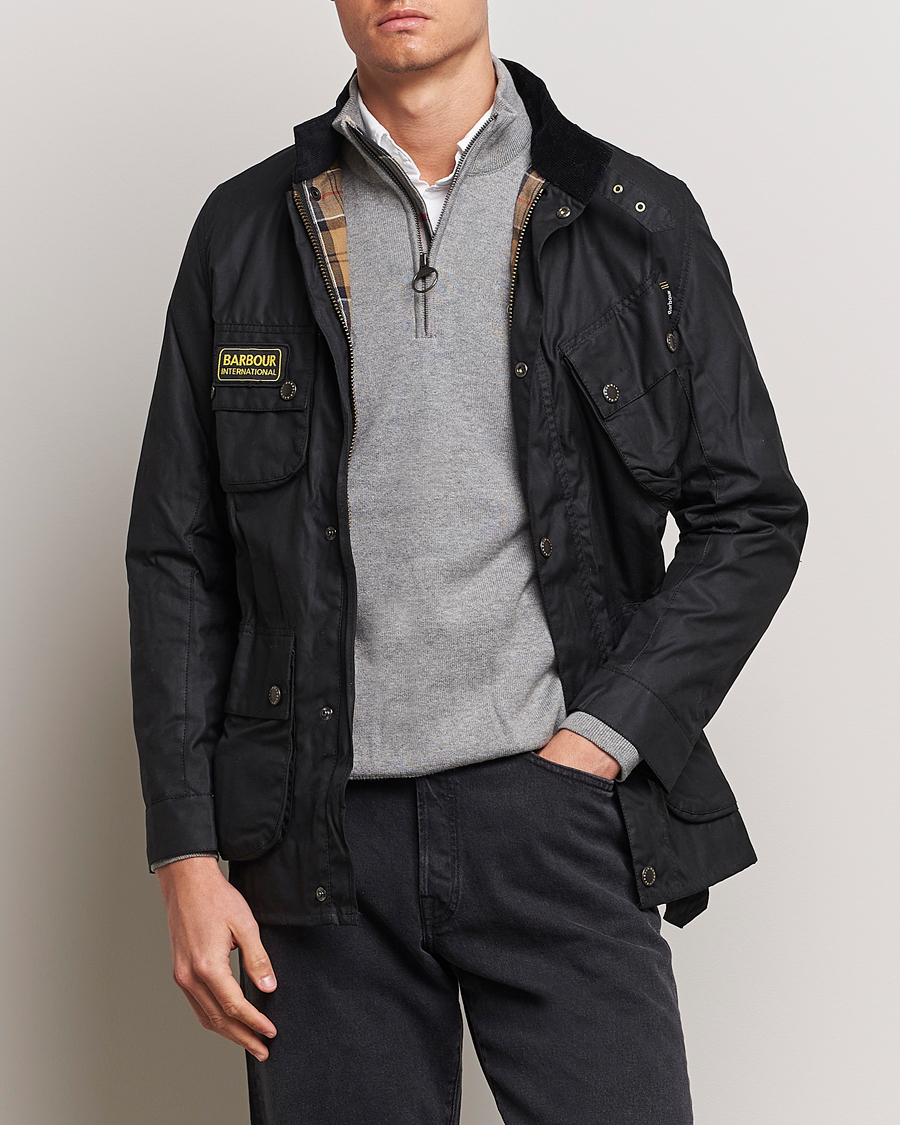 Herr | Höstjackor | Barbour International | Slim Wax Jacket Black