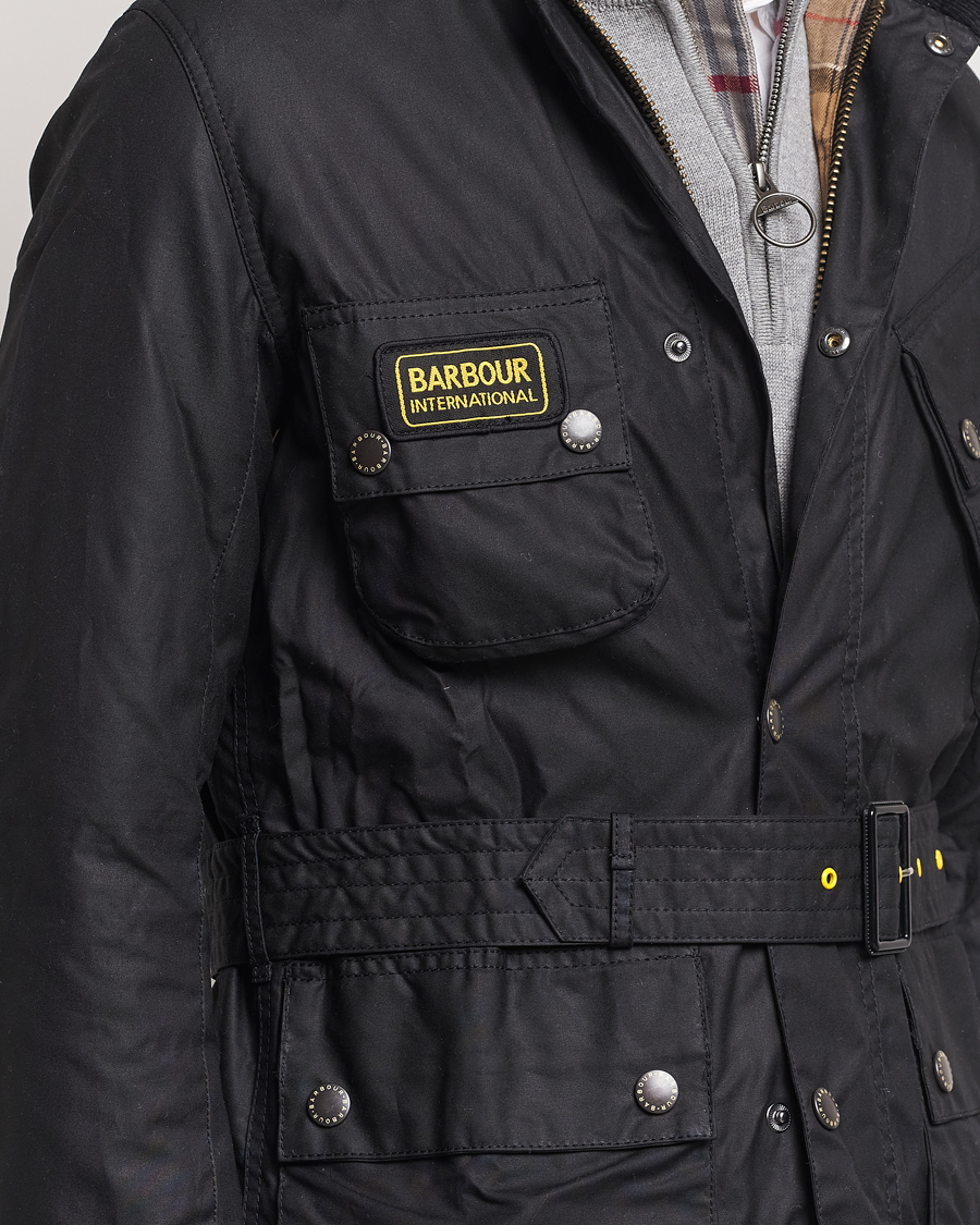 Herr | Jackor | Barbour International | Slim Wax Jacket Black