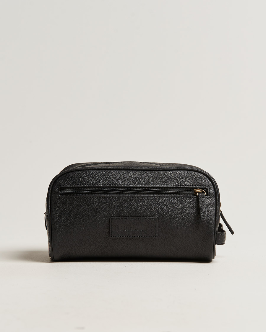 Herr | Barbour Lifestyle Leather Washbag Black | Barbour Lifestyle | Leather Washbag Black