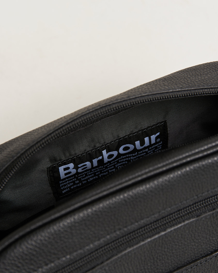 Herr | Barbour Lifestyle Leather Washbag Black | Barbour Lifestyle | Leather Washbag Black