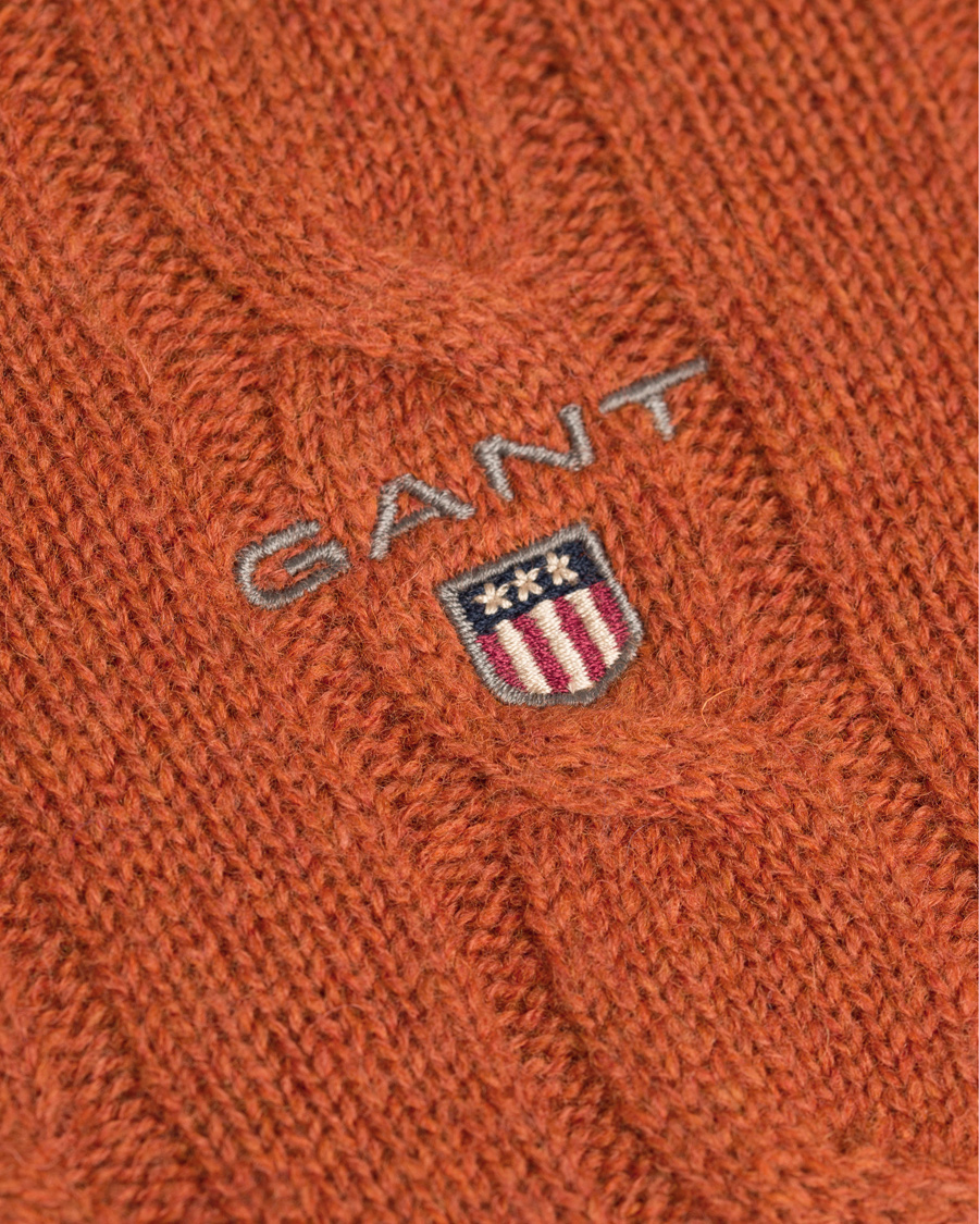 Herr | Tröjor | GANT | Lambswool Cable Crew Rust Melange