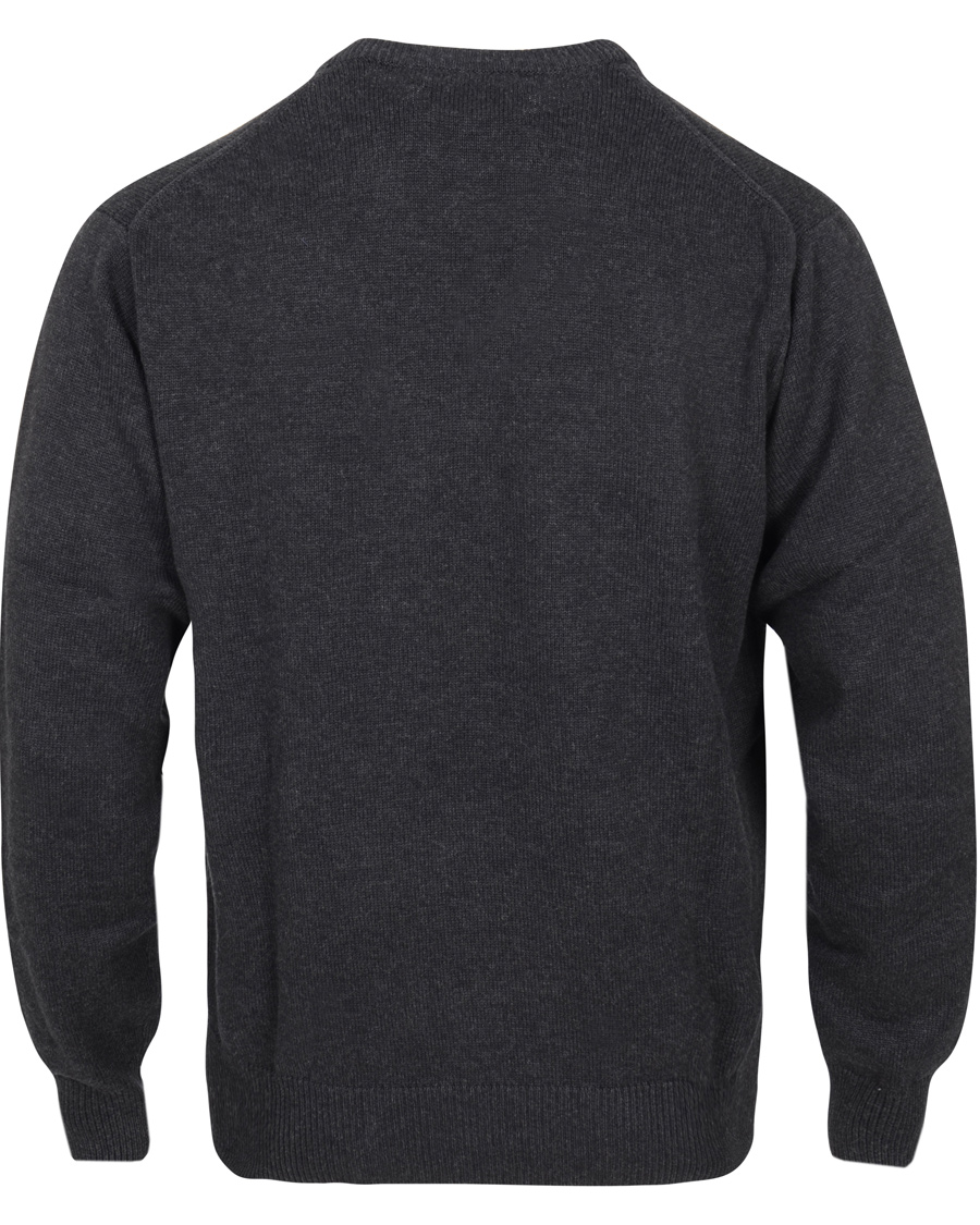 Herr | Tröjor | GANT | Solid Cotton V-neck Dark Charcoal Melange