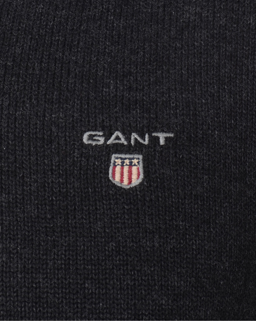Herr | Tröjor | GANT | Solid Cotton V-neck Dark Charcoal Melange