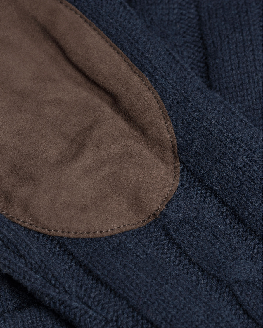 Herr | Tröjor | GANT | Lambswool Shawl Cable Cardigan Evening Blue