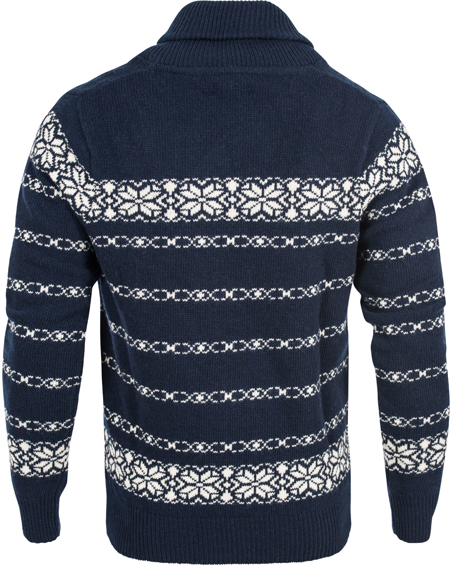 Herr | Tröjor | GANT | Christmas Snowflake Wool Shawl Evening Blue