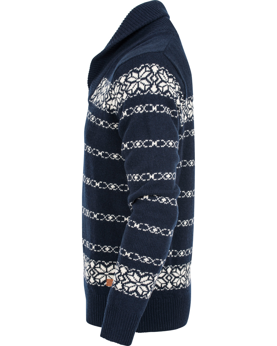 Herr | Tröjor | GANT | Christmas Snowflake Wool Shawl Evening Blue