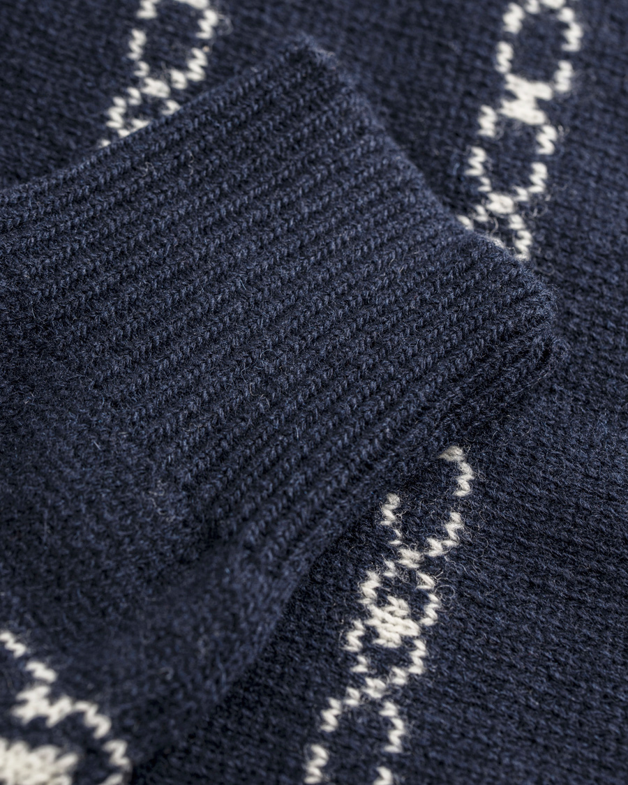 Herr | Tröjor | GANT | Christmas Snowflake Wool Shawl Evening Blue