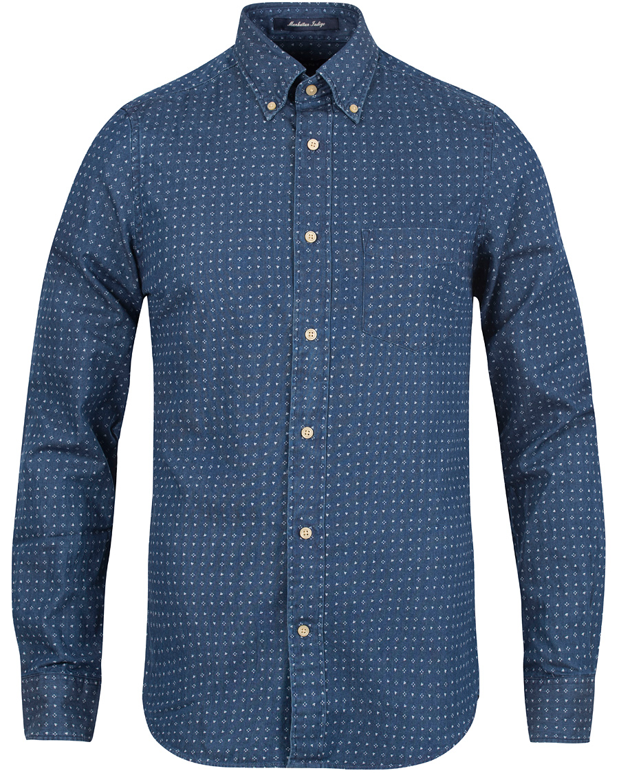 Herr | Skjortor | GANT | Manhattan Indigo Fitted Body Shirt Indigo