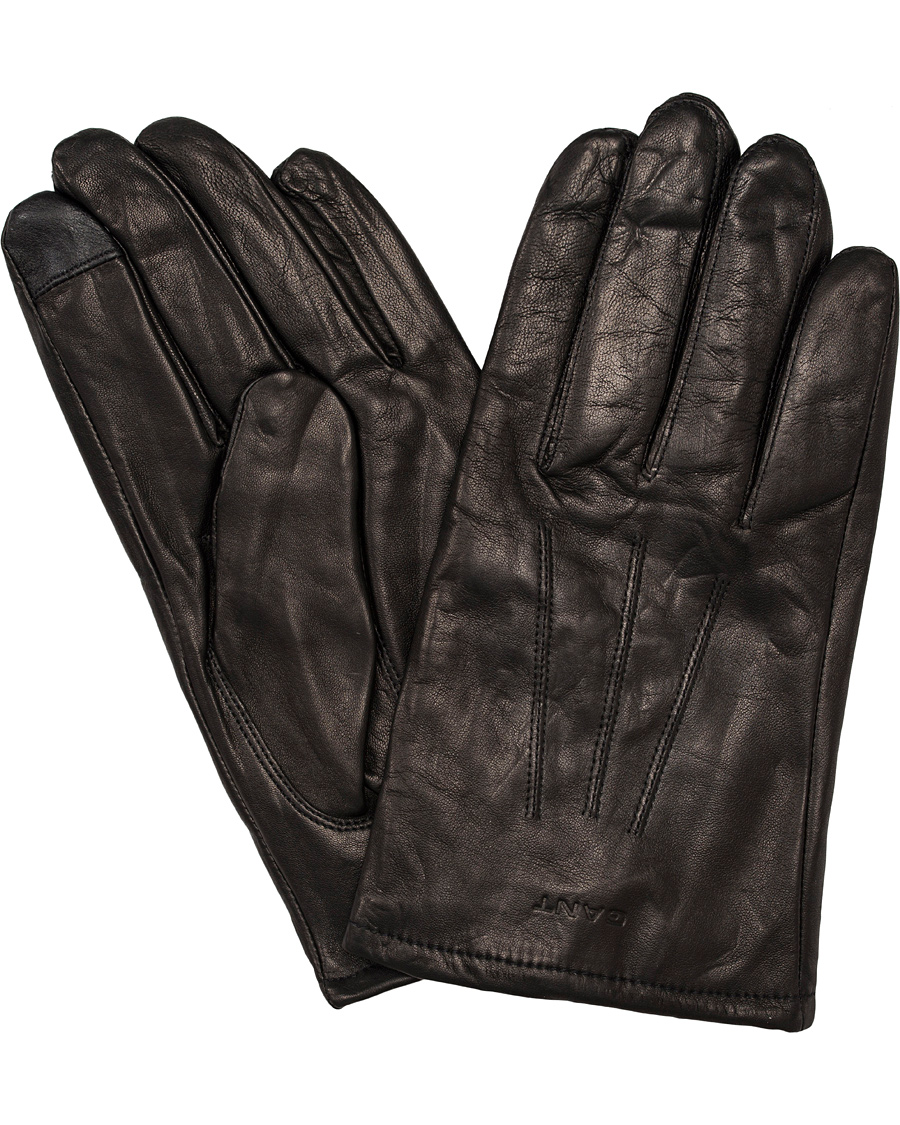 Herr | GANT Touch Screen Leather Gloves Black | GANT | Touch Screen Leather Gloves Black