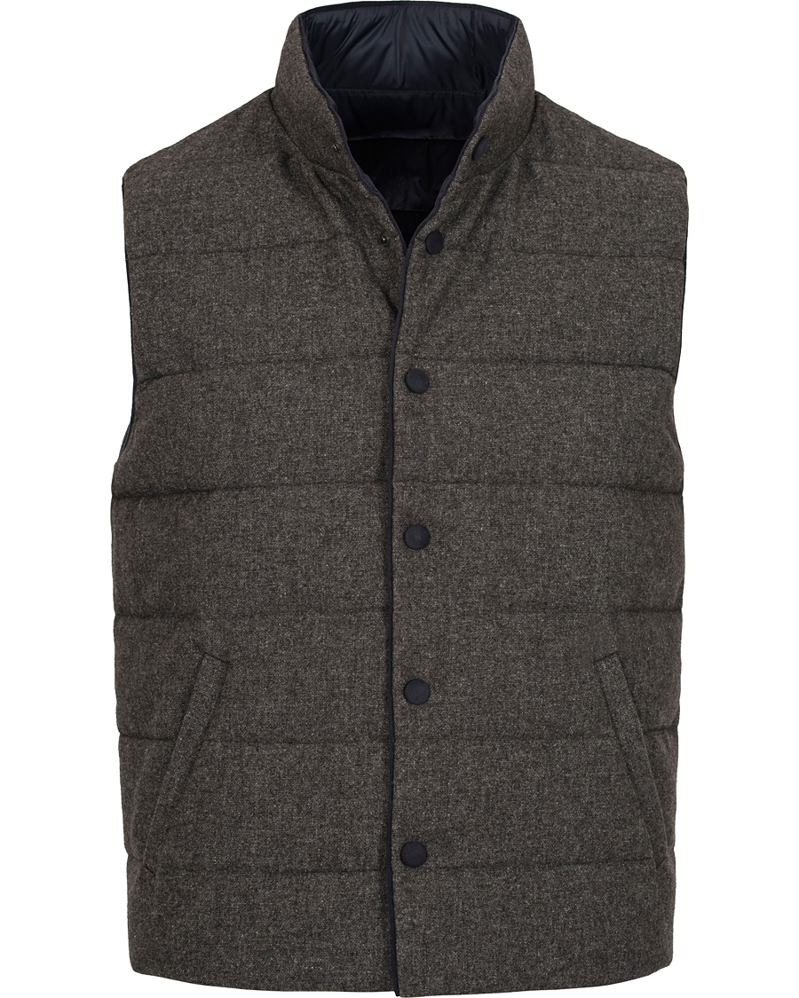 Herr | Jackor | Gran Sasso | Brushed Wool Reversible Vest Grey