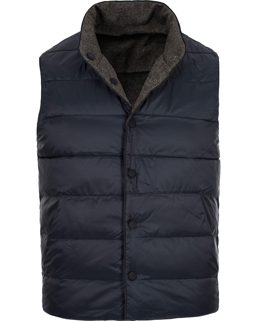 Herr | Jackor | Gran Sasso | Brushed Wool Reversible Vest Grey