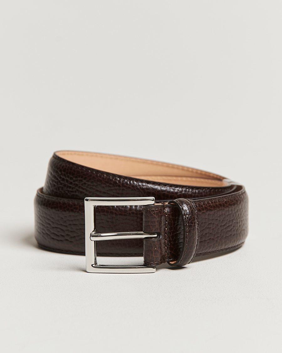 Herr | Bälten | Crockett & Jones | Belt 3,5 cm Dark Brown Grained Calf