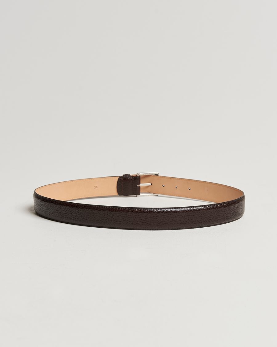 Herr | Släta bälten | Crockett & Jones | Belt 3,5 cm Dark Brown Grained Calf