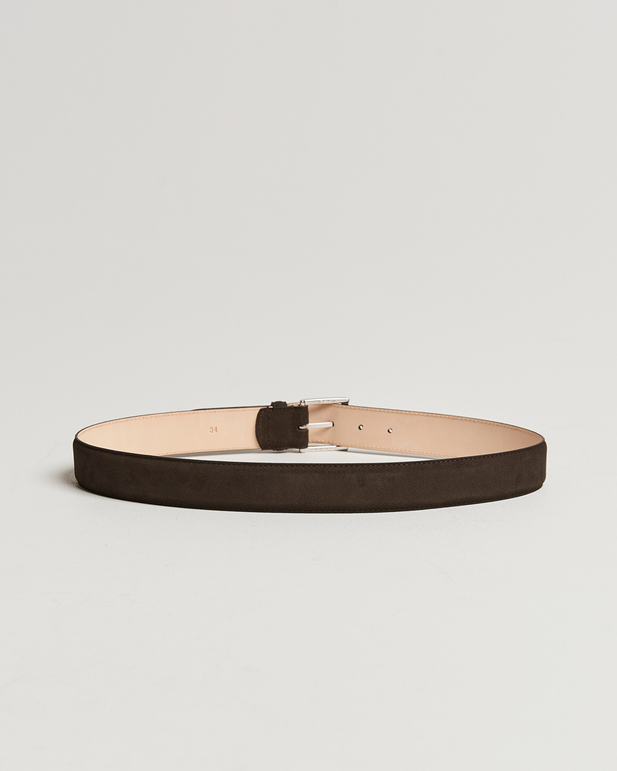 Herr | Mörk kostym | Crockett & Jones | Belt 3,2 cm Dark Brown Suede