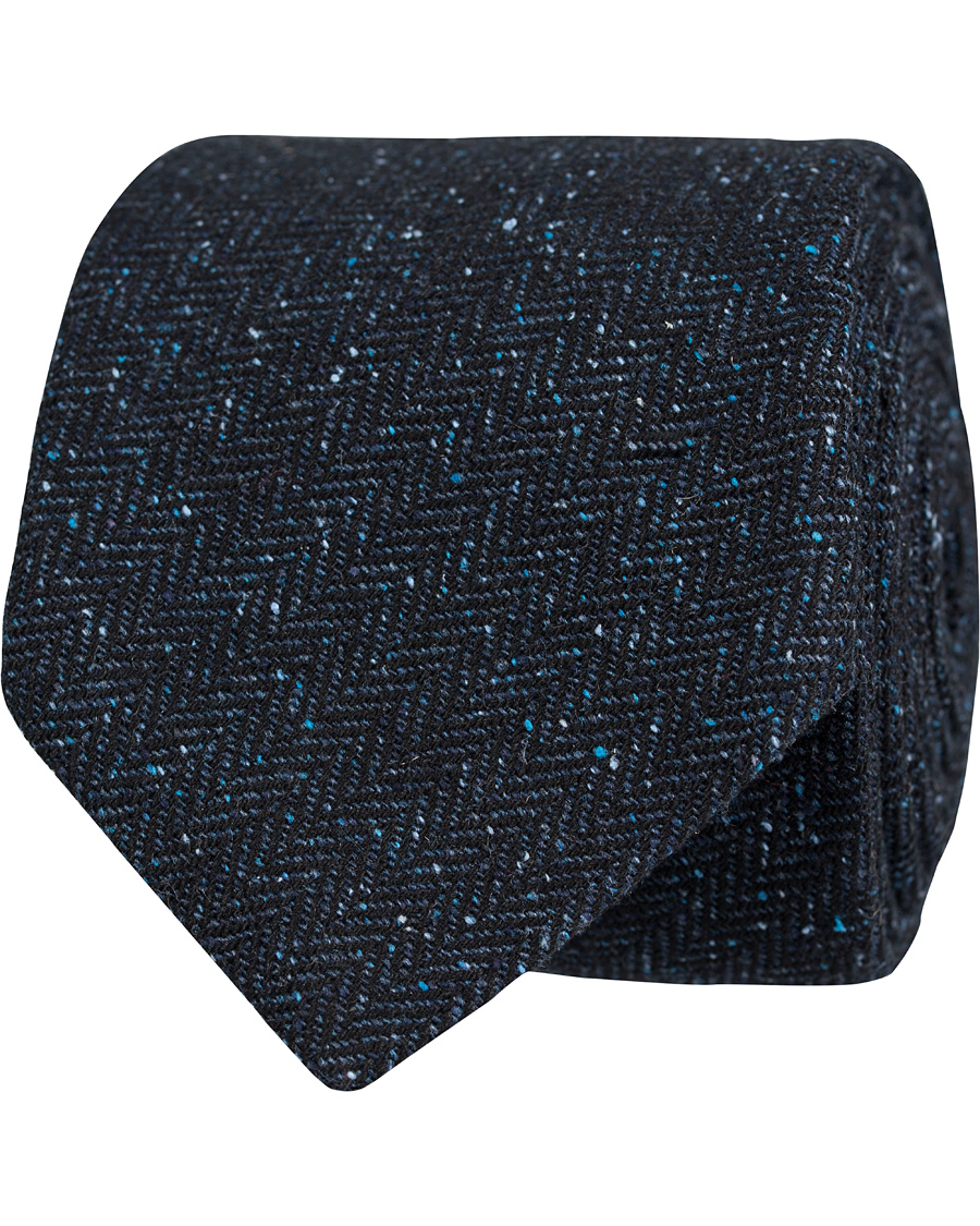 Herr | Roda Herringbone Silk/Wool 7,5 cm Tie Navy | Roda | Herringbone Silk/Wool 7,5 cm Tie Navy