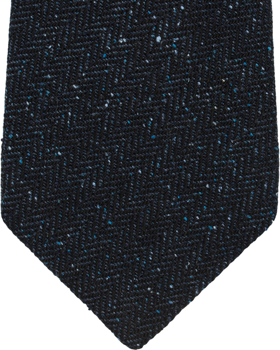 Herr | Roda Herringbone Silk/Wool 7,5 cm Tie Navy | Roda | Herringbone Silk/Wool 7,5 cm Tie Navy