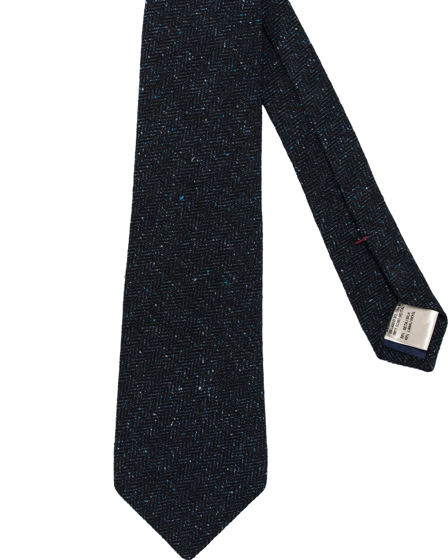 Herr | Roda Herringbone Silk/Wool 7,5 cm Tie Navy | Roda | Herringbone Silk/Wool 7,5 cm Tie Navy