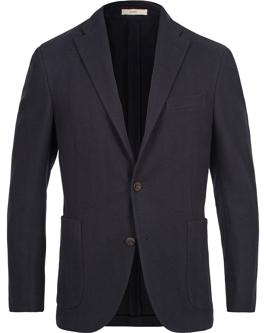 Herr | Kavajer | Boglioli | Dover Patch Pocket Herringbone Blazer Navy
