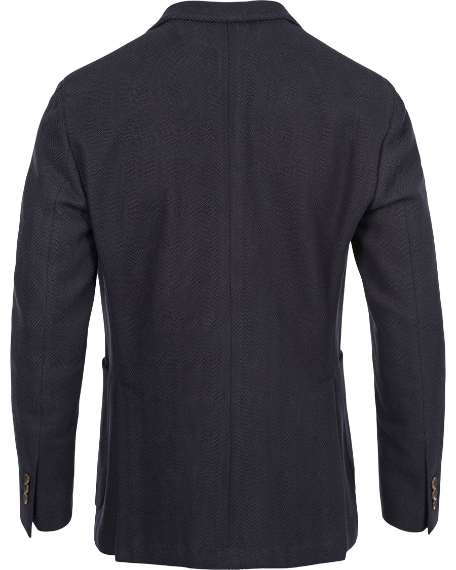 Herr | Kavajer | Boglioli | Dover Patch Pocket Herringbone Blazer Navy