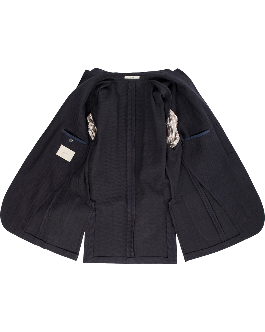 Herr | Kavajer | Boglioli | Dover Patch Pocket Herringbone Blazer Navy