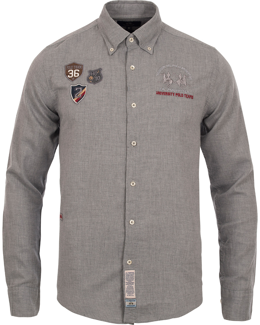 Herr | Skjortor | La Martina | Gaston Flannel Shirt Heather Grey