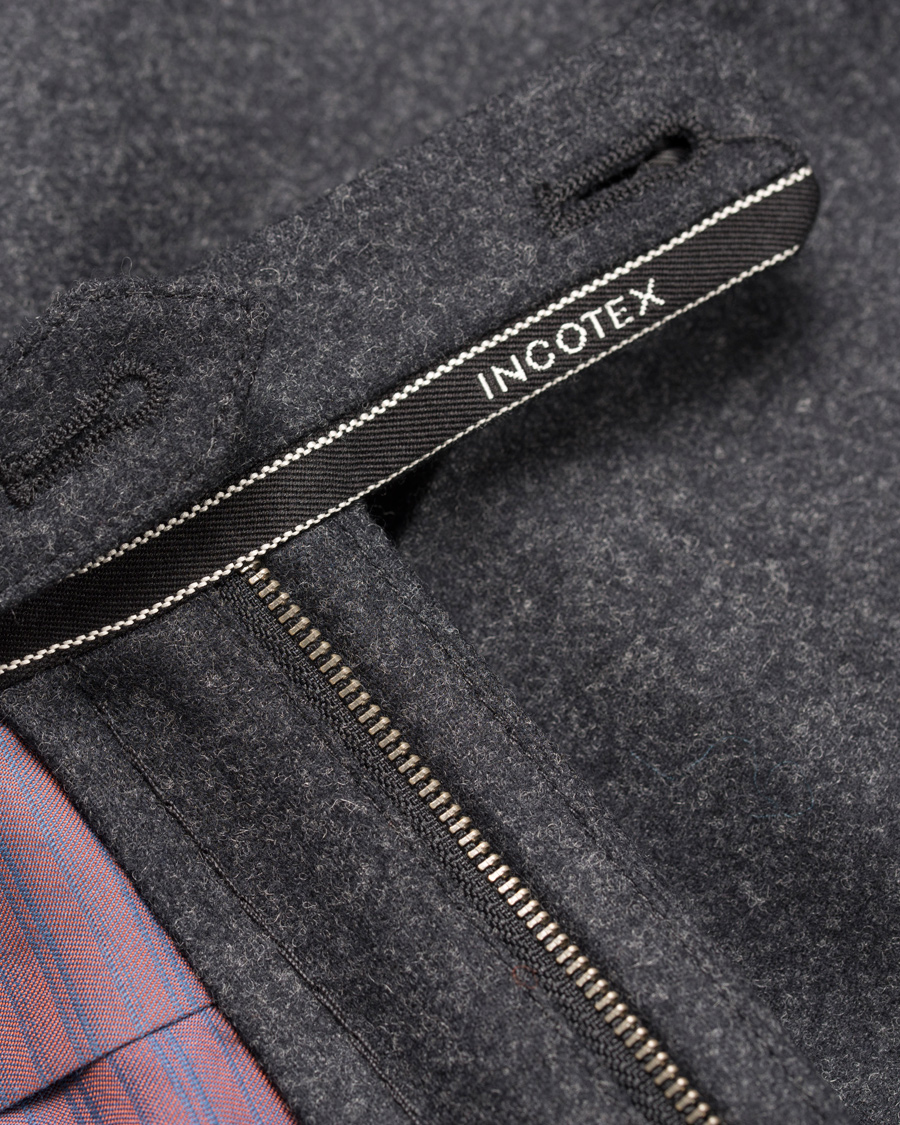 Herr | Byxor | Incotex | Super 100's Flannel Trousers Dark Grey