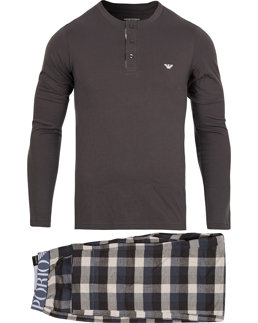 Herr | Underkläder | Emporio Armani | Flannel Pyjama Set Asphalt Grey/Check