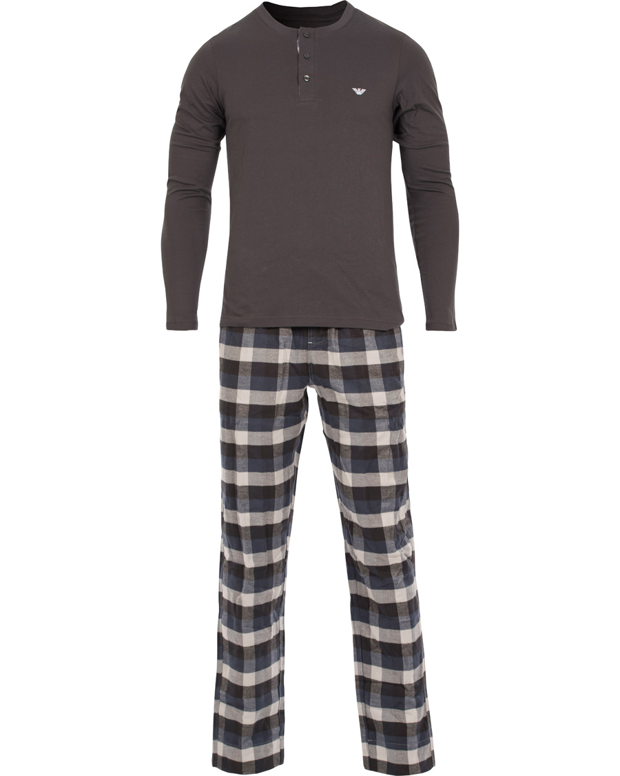 Herr | Underkläder | Emporio Armani | Flannel Pyjama Set Asphalt Grey/Check