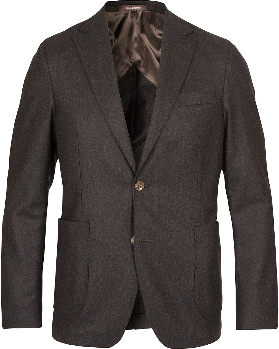 Herr | Kavajer | Oscar Jacobson | Einar Flannel Blazer Dark Brown 46