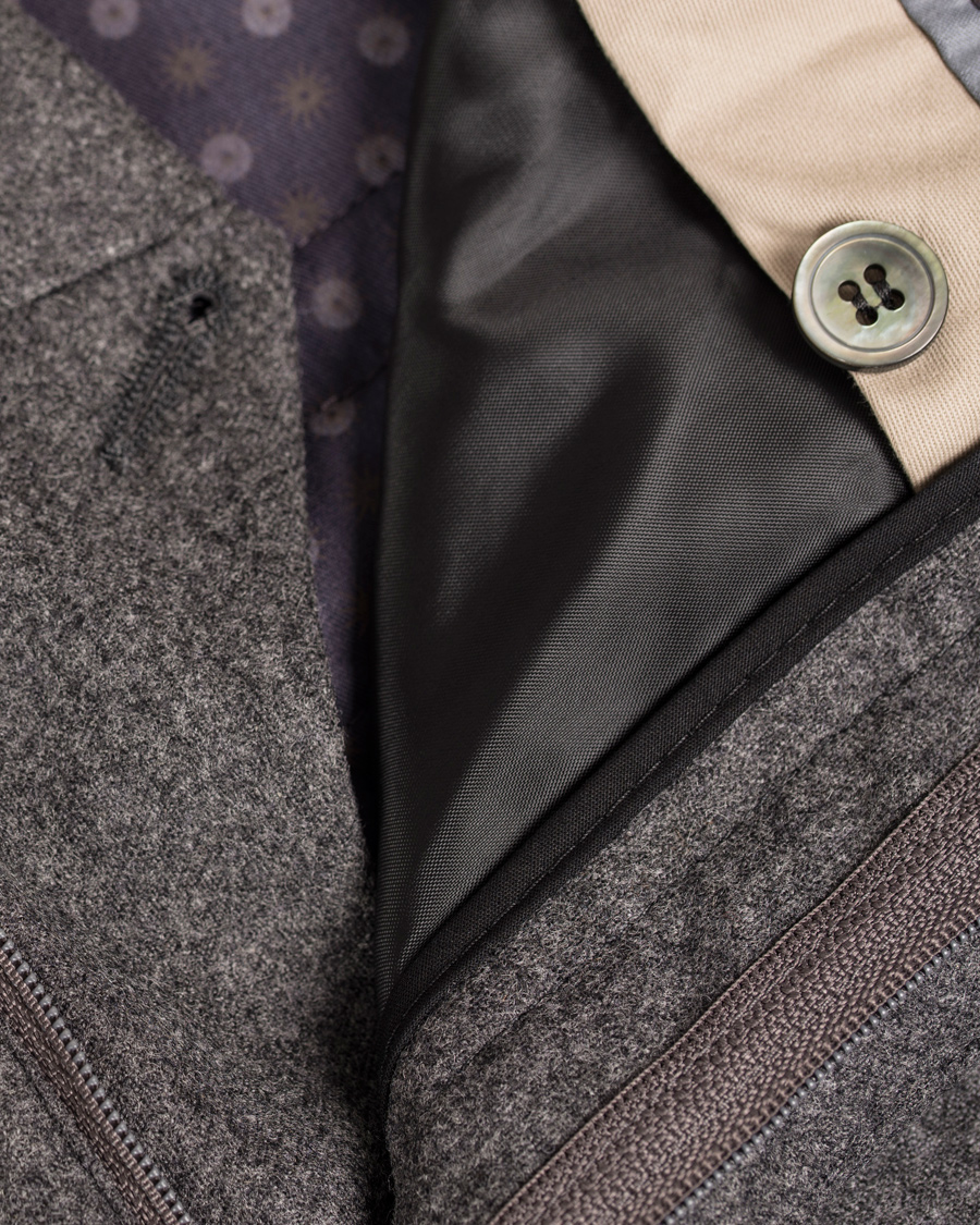 Herr | Byxor | Oscar Jacobson | Dean Turn Up Flanel Trousers Dark Grey