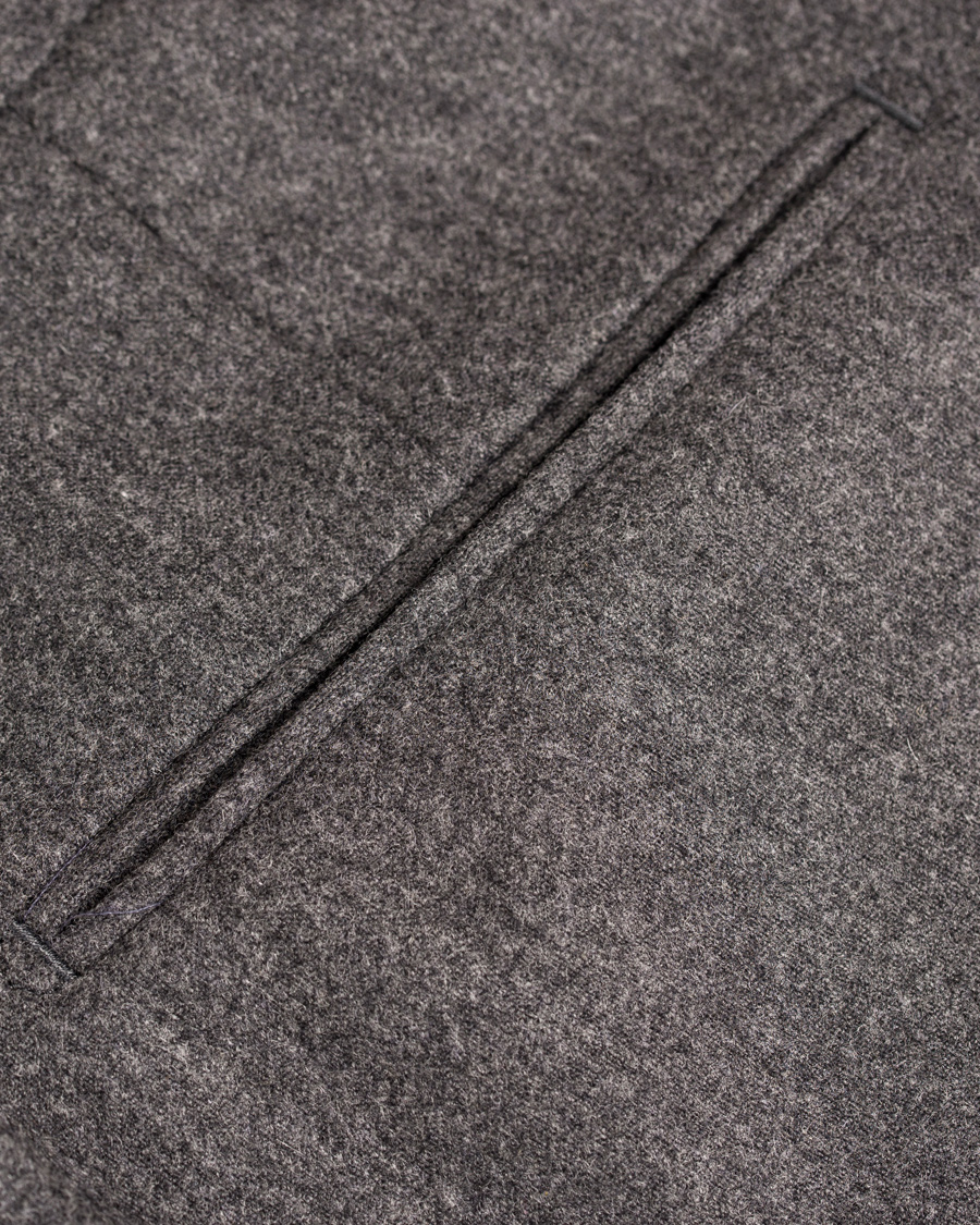Herr | Byxor | Oscar Jacobson | Dean Turn Up Flanel Trousers Dark Grey