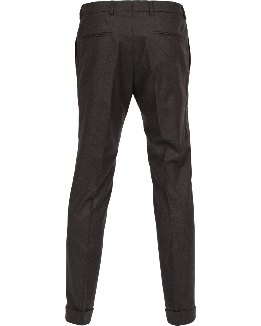 Herr | Byxor | Oscar Jacobson | Dean Turn Up Flanel Trousers Dark Brown 52
