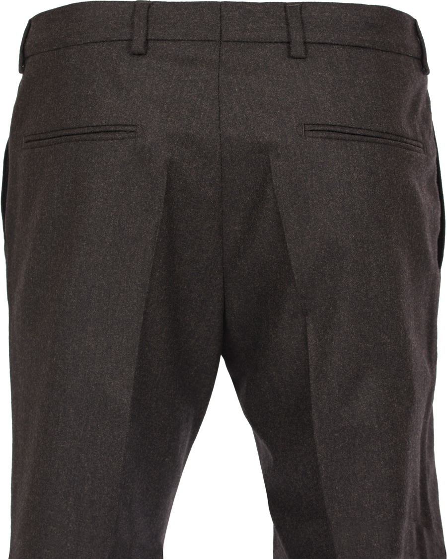 Herr | Byxor | Oscar Jacobson | Dean Turn Up Flanel Trousers Dark Brown 52