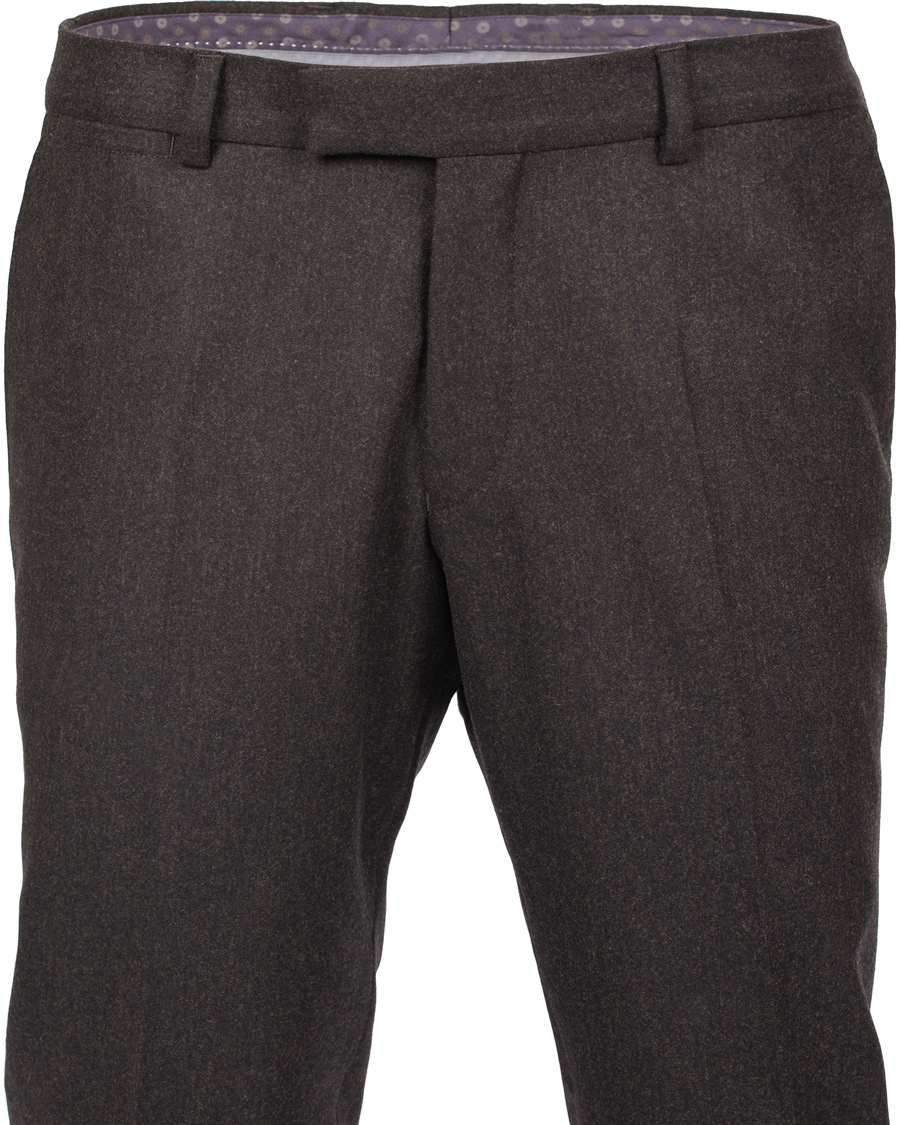 Herr | Byxor | Oscar Jacobson | Dean Turn Up Flanel Trousers Dark Brown 52