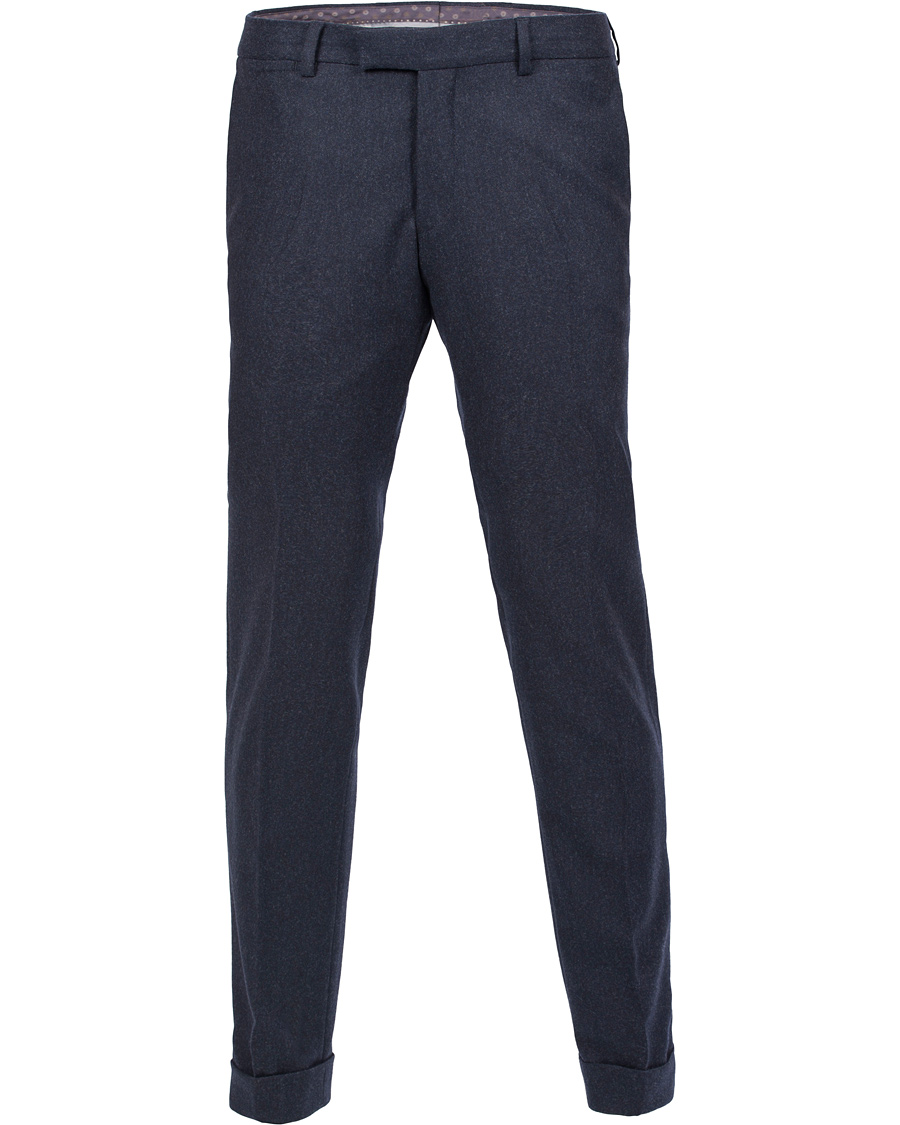 Herr | Byxor | Oscar Jacobson | Dean Turn Up Flanel Trousers Ink Blue 50