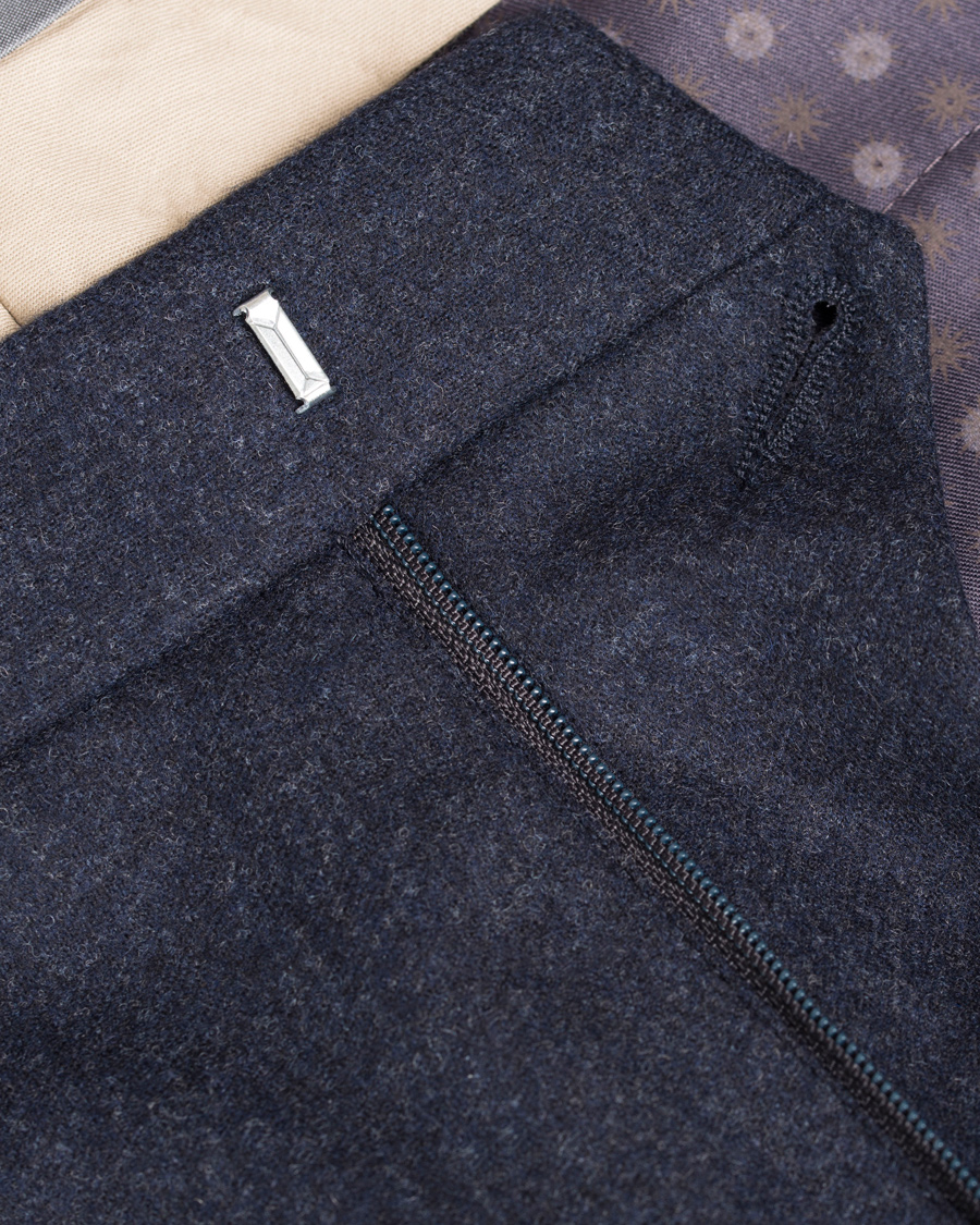 Herr | Byxor | Oscar Jacobson | Dean Turn Up Flanel Trousers Ink Blue 50