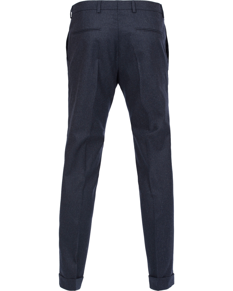 Herr | Byxor | Oscar Jacobson | Dean Turn Up Flanel Trousers Ink Blue 50