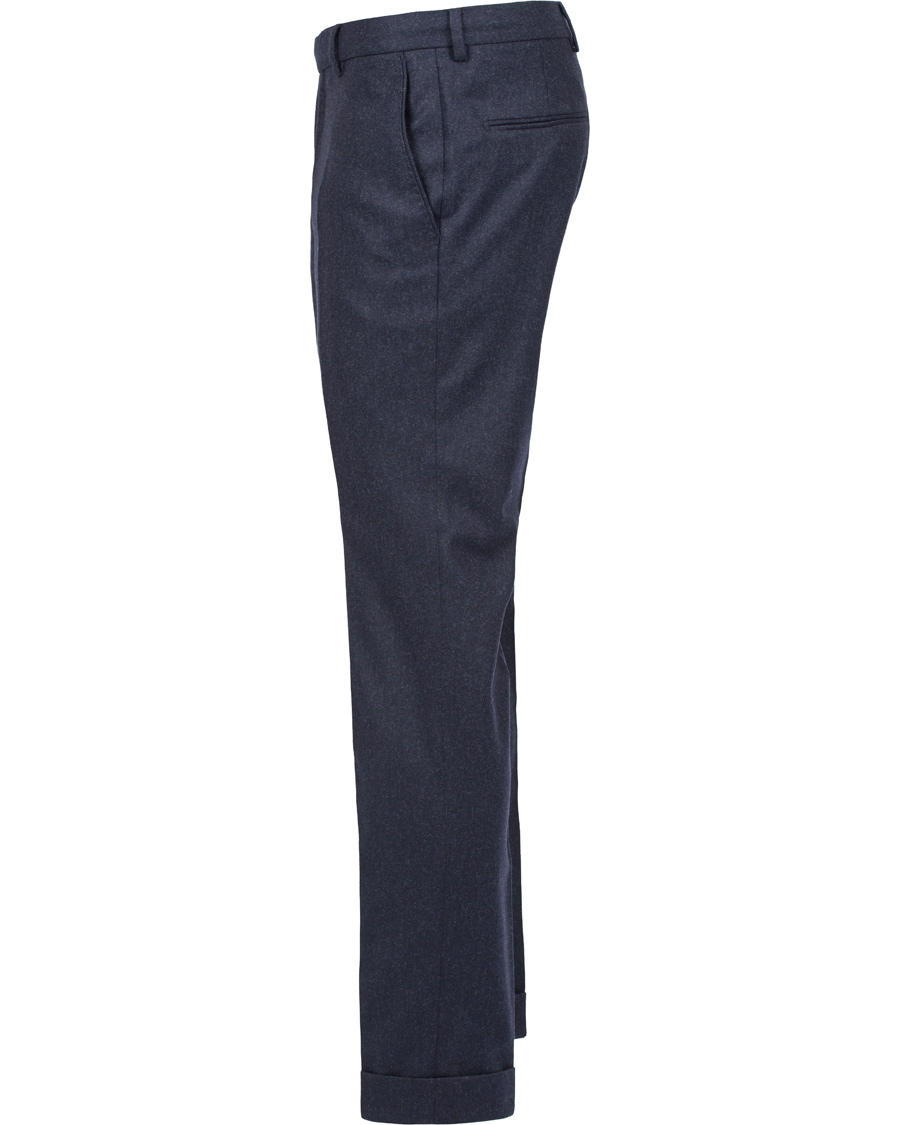Herr | Byxor | Oscar Jacobson | Dean Turn Up Flanel Trousers Ink Blue 50