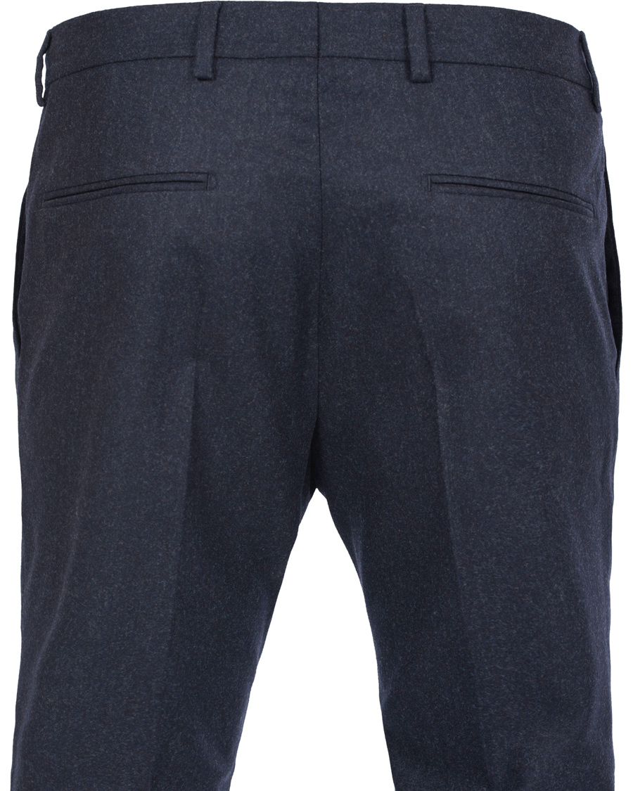 Herr | Byxor | Oscar Jacobson | Dean Turn Up Flanel Trousers Ink Blue 50