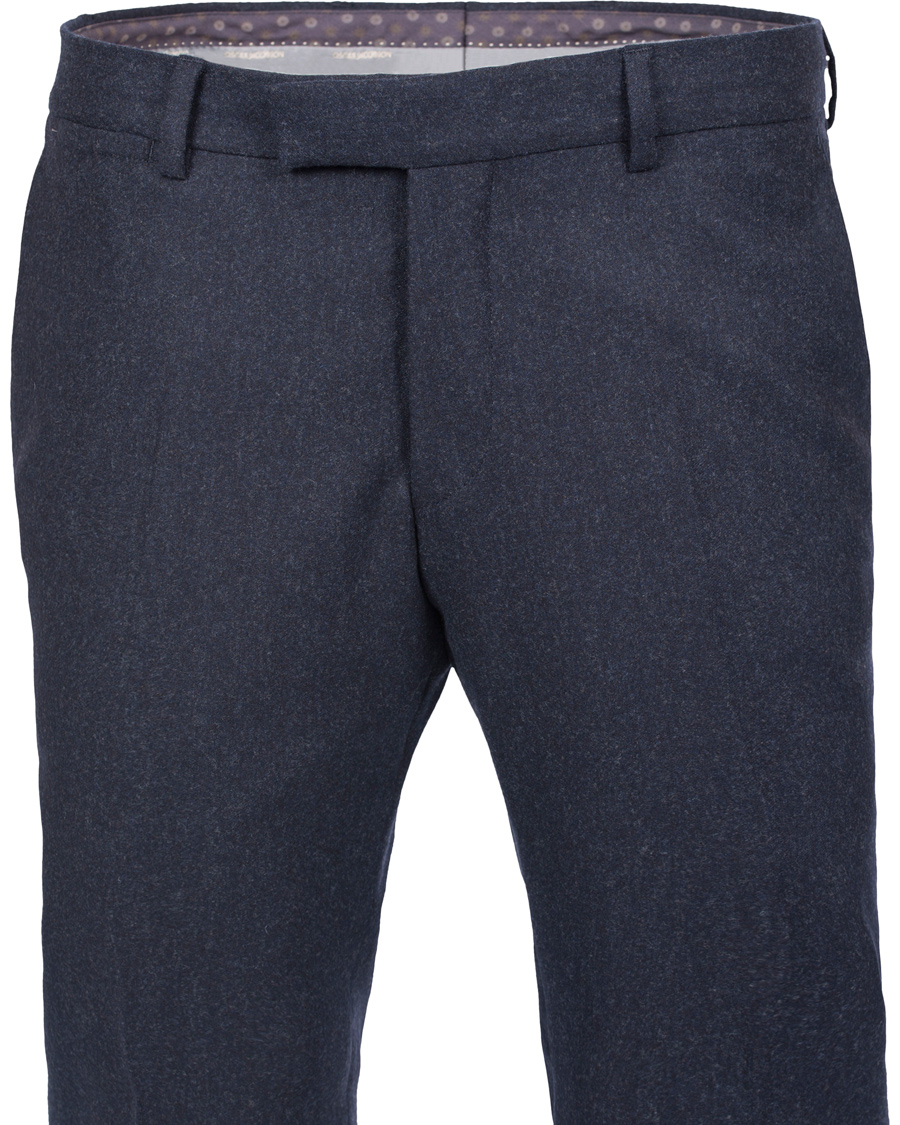 Herr | Byxor | Oscar Jacobson | Dean Turn Up Flanel Trousers Ink Blue 50