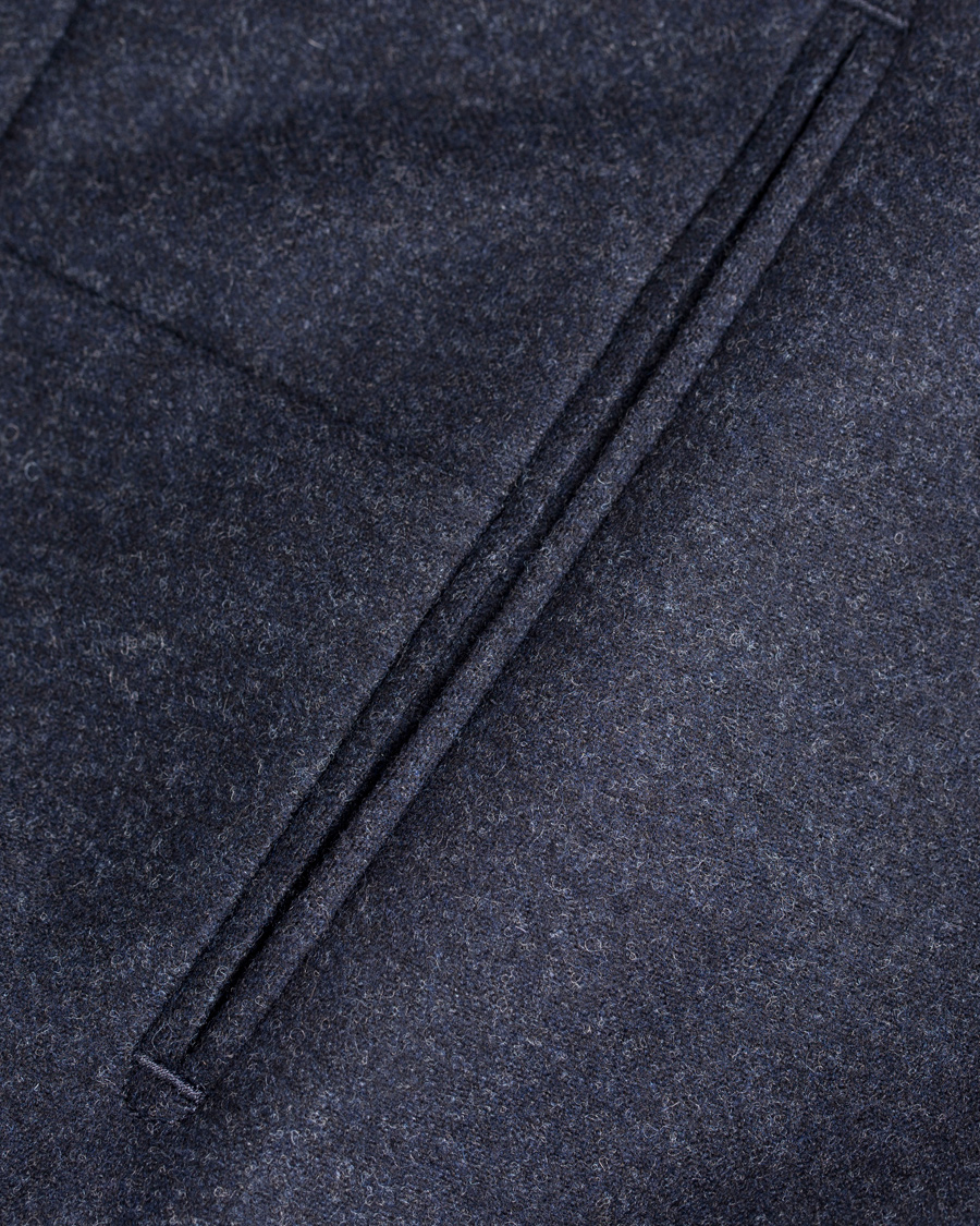 Herr | Byxor | Oscar Jacobson | Dean Turn Up Flanel Trousers Ink Blue 50
