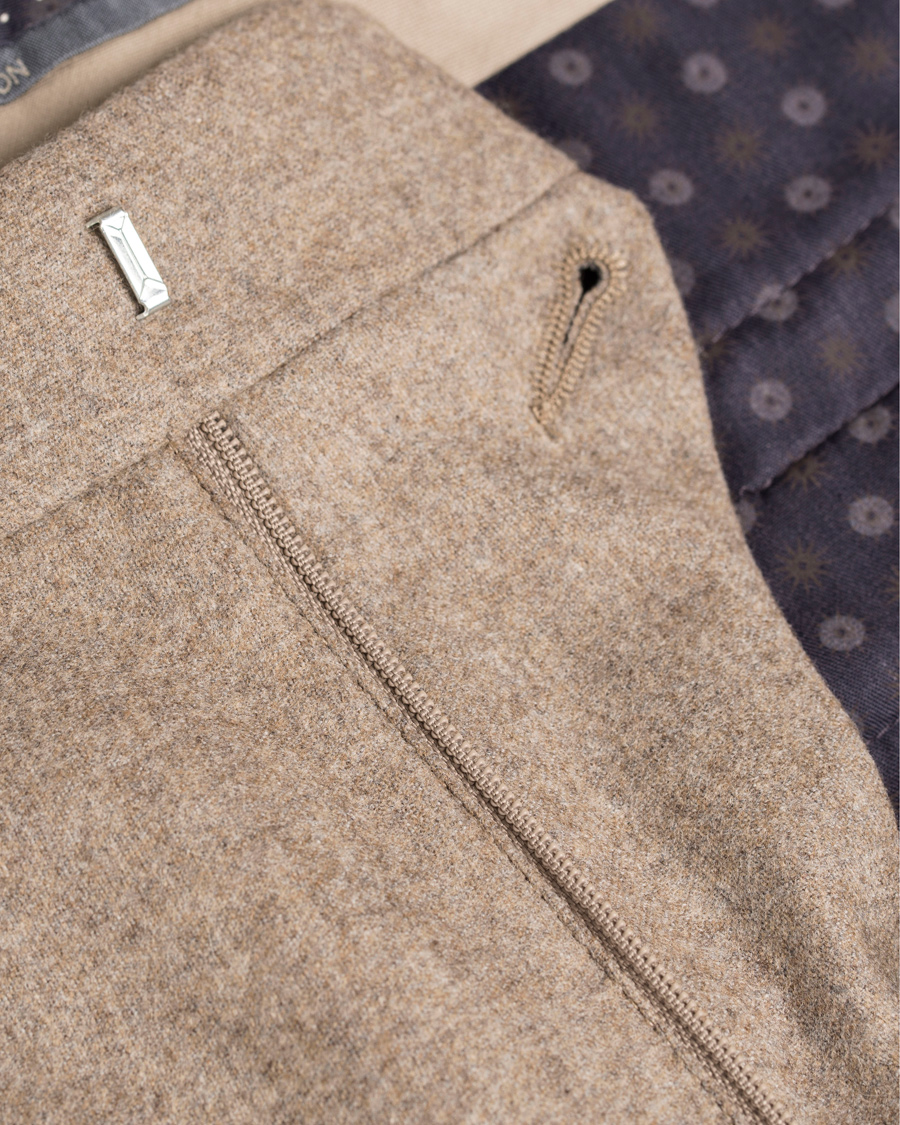 Herr | Byxor | Oscar Jacobson | Dean Turn Up Flanel Trousers Beige