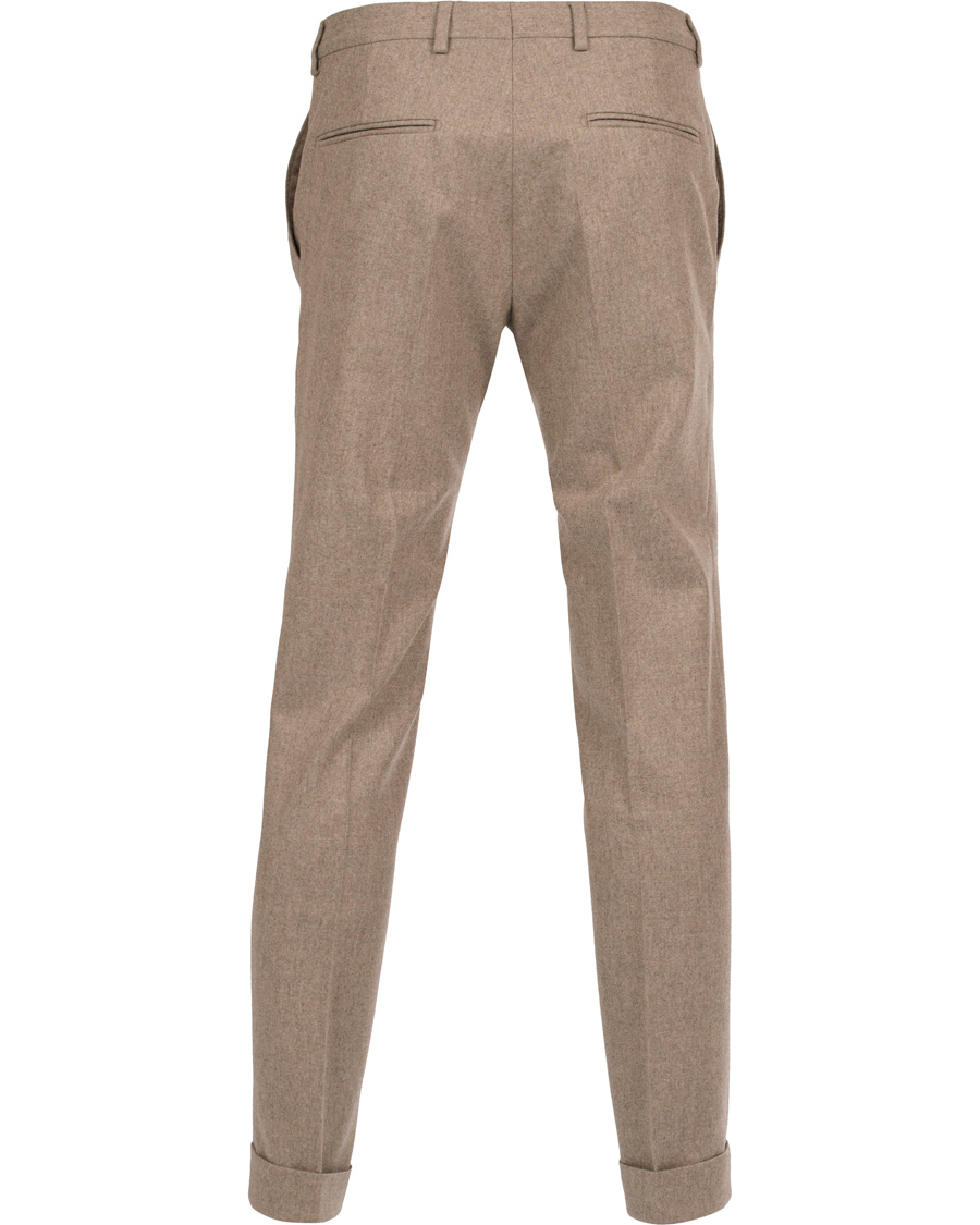 Herr | Byxor | Oscar Jacobson | Dean Turn Up Flanel Trousers Beige