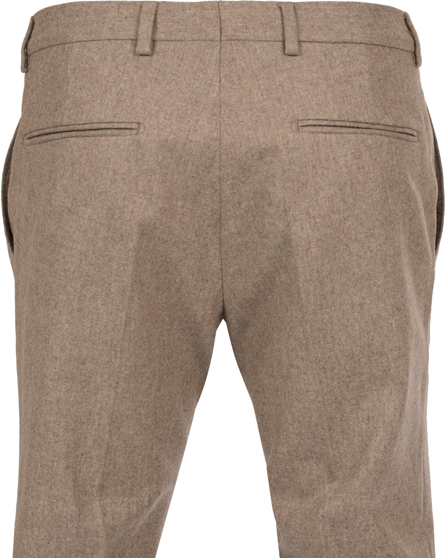 Herr | Byxor | Oscar Jacobson | Dean Turn Up Flanel Trousers Beige