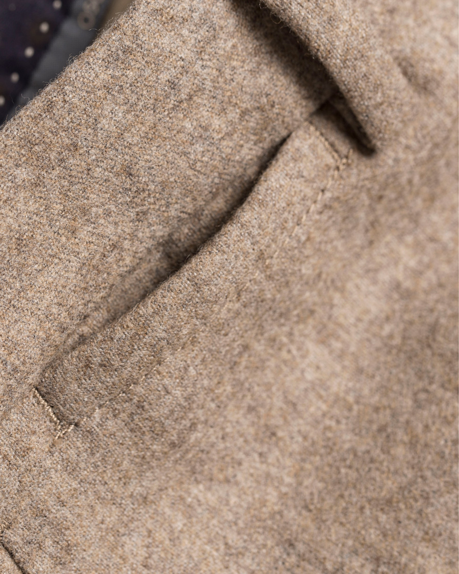 Herr | Byxor | Oscar Jacobson | Dean Turn Up Flanel Trousers Beige