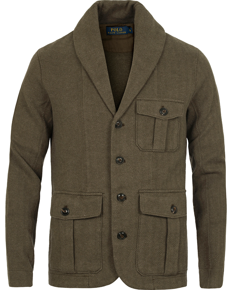 Herr | Tröjor | Polo Ralph Lauren | Herringbone Shawl Cardigan Olive