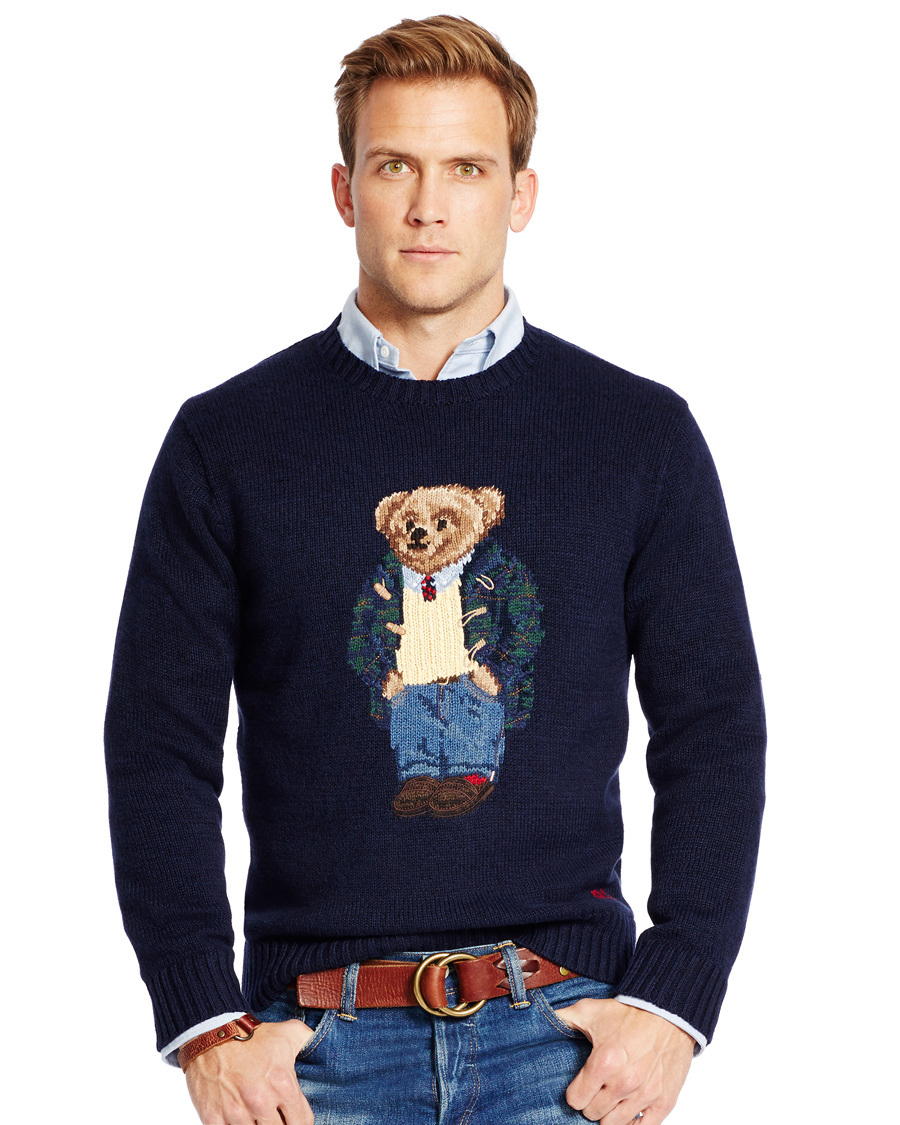 Herr | Tröjor | Polo Ralph Lauren | Cotton Knit Bear Sweater Blue