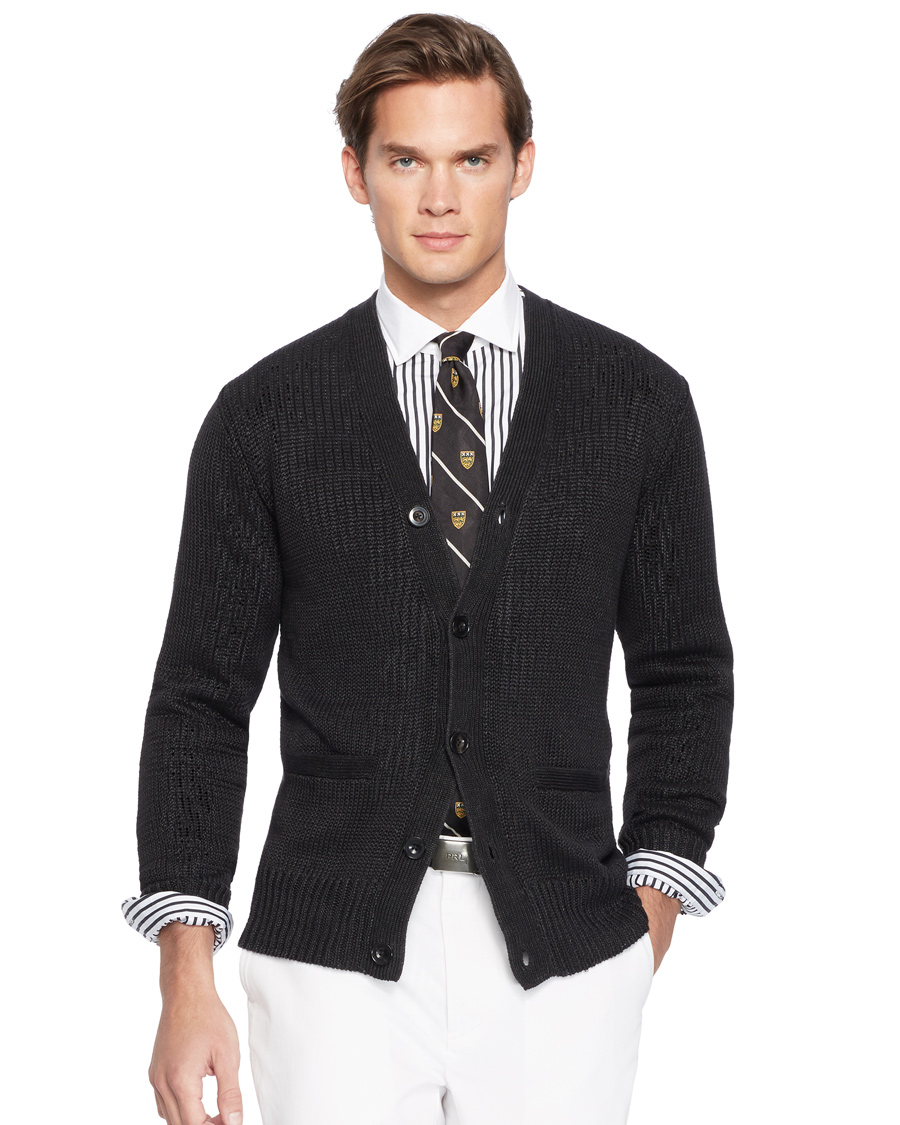 Herr | Tröjor | Polo Ralph Lauren | Linen Cardigan Polo Black